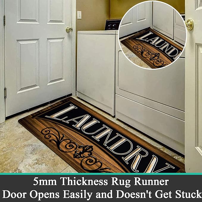 Pauwer Laundry Room Rug Runner 20"x60" Waterproof Rubber Laundry Mat Non Slip - Image 6