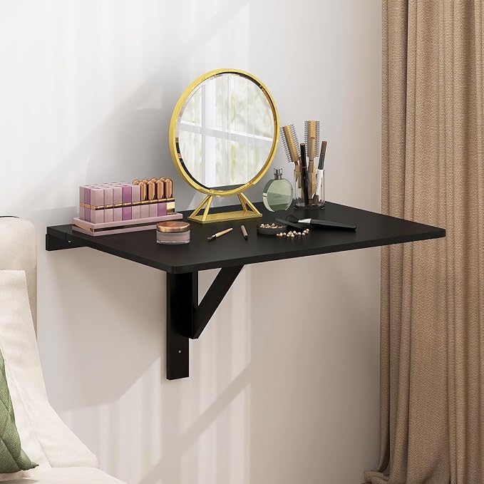 Giantex Wall Mounted Folding Table, 31.5" x 23.5" Wood Murphy Drop-Leaf Table - Image 8