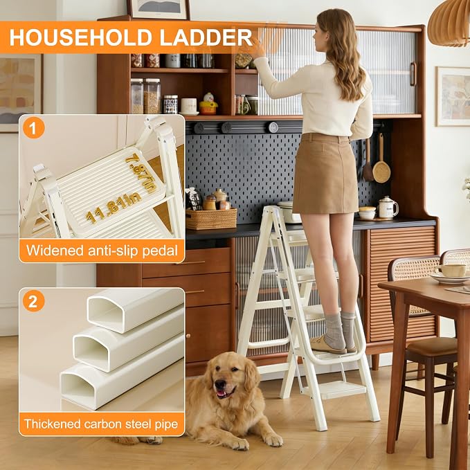 Floor Standing Clothes Drying Rack, 5 Step Folding Ladder, 3-in-1 Collapsible - Image 6