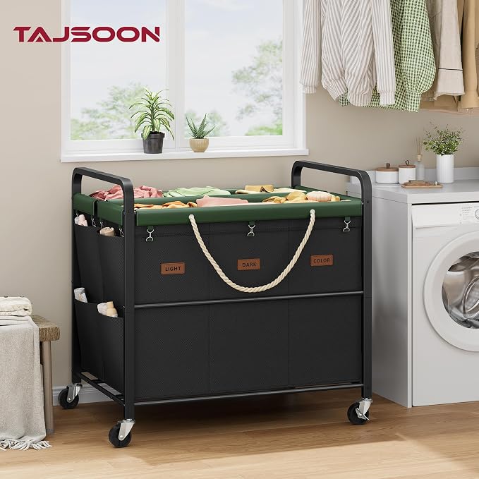 Tajsoon 350L Extra Large Laundry Sorter 6 Section, Heavy Duty Laundry Basket - Image 2