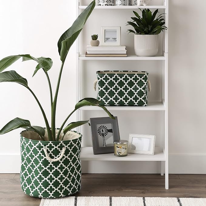 DII Polyester Container with Handles, Lattice Storage Bin, Hunter Green - Image 6