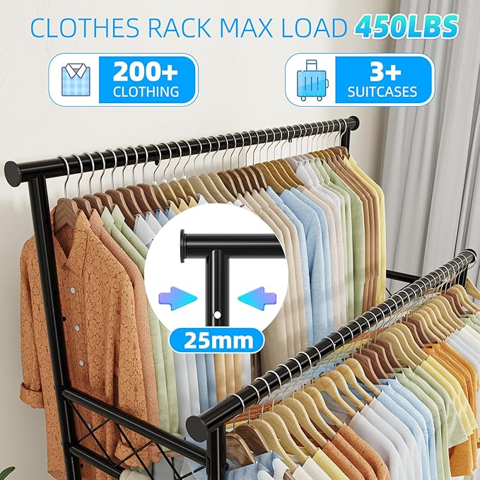 Heavy Duty Clothes Rack, Rolling Clothing Rack - Image 4