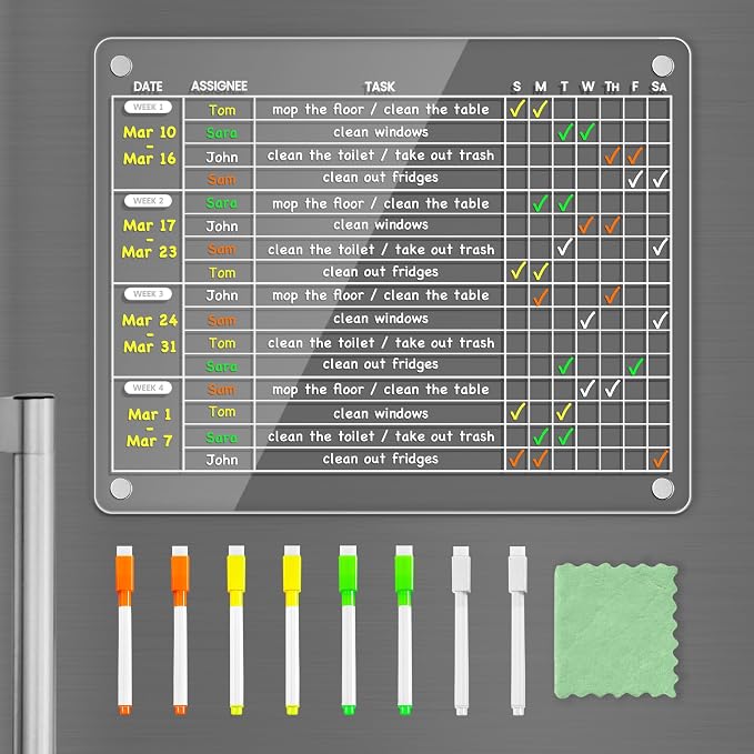 PigPotParty Acrylic Magnetic Monthly Chore Chart - Image 2