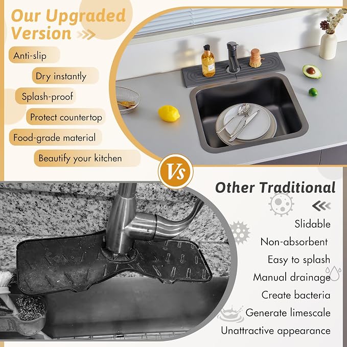 Faucet Mat for Kitchen Sink, Quick Drying Stone Sink Tray, Water Absorbent Soap - Image 7