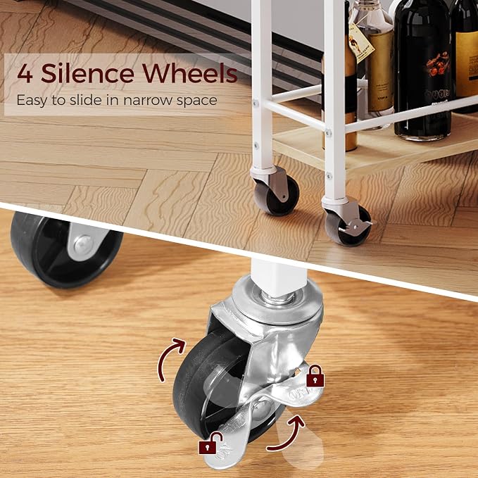 Slim Rolling Cart, Mobile Kitchen Cart on Wheels, Narrow Storage Cart - Image 5