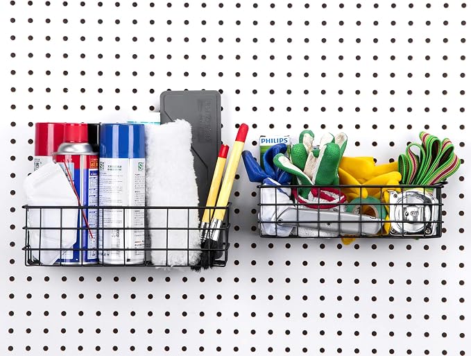 Pegboard Basket Set of 2, Medium + Small Size Basket, Accessories, Garage - Image 2