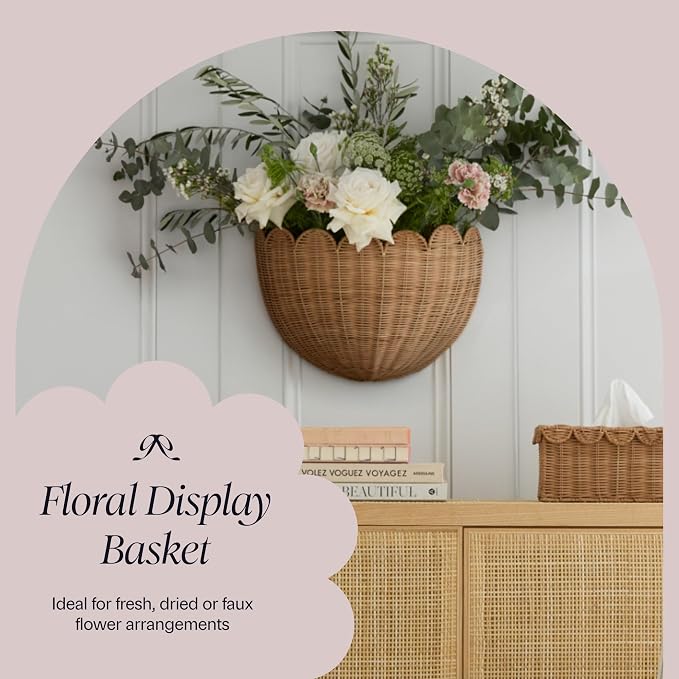 BEBE BASK Scalloped Wicker Hanging Basket - Image 7