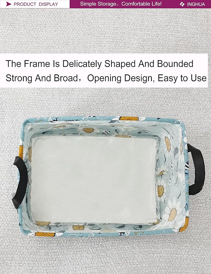 Rectangular Storage Basket Fabric Organizer Bin - Image 6