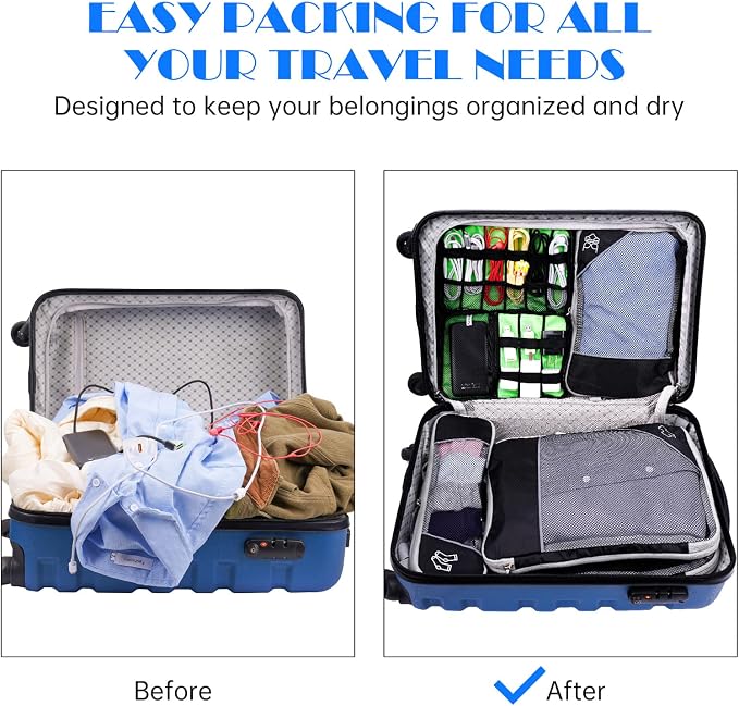 NiHome 7PCS Compression Packing Cube Set Expandable Mesh Travel Bag Luggage - Image 3