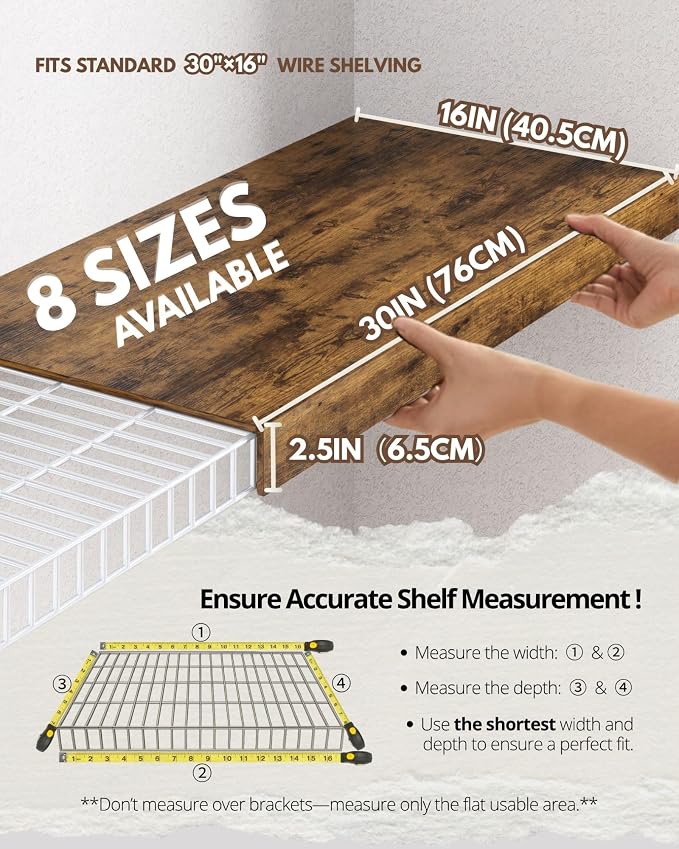 5 Pcs 30×16 Wire Rack Covers for Shelves – Engineered Wood Shelf Covers for - Image 5