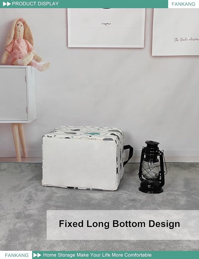 FANKANG Storage Bins, Nursery Hamper Canvas Laundry Basket Foldable - Image 6