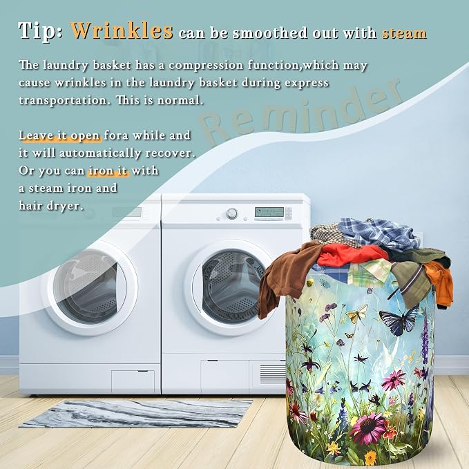 Colorful Flowers Laundry Basket Foldable Oxford Cloth Colorful Dargonfly - Image 6