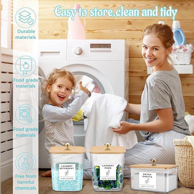 5 Pcs Laundry Room Organization Storage Containers 4 Large 3L Laundry Pod - Image 4