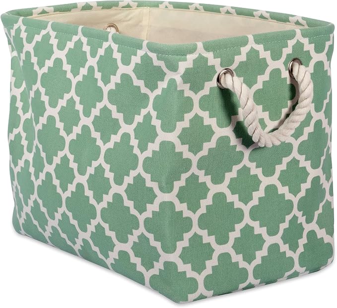 DII Polyester Container with Handles, Lattice Storage Bin, Bright Green by DII