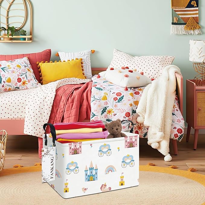 FANKANG Storage Bins, Nursery Hamper Canvas Laundry Basket Foldable - Image 3