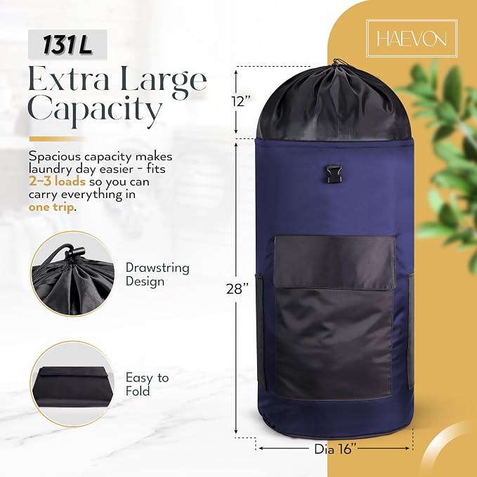 HAEVON Laundry Backpack - 131L Heavy Duty Laundry Bag - Image 3