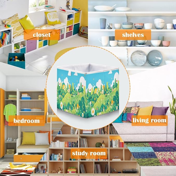 senya Large Storage Bins Flower Meadow Collapsible Foldable Storage Cubes - Image 6