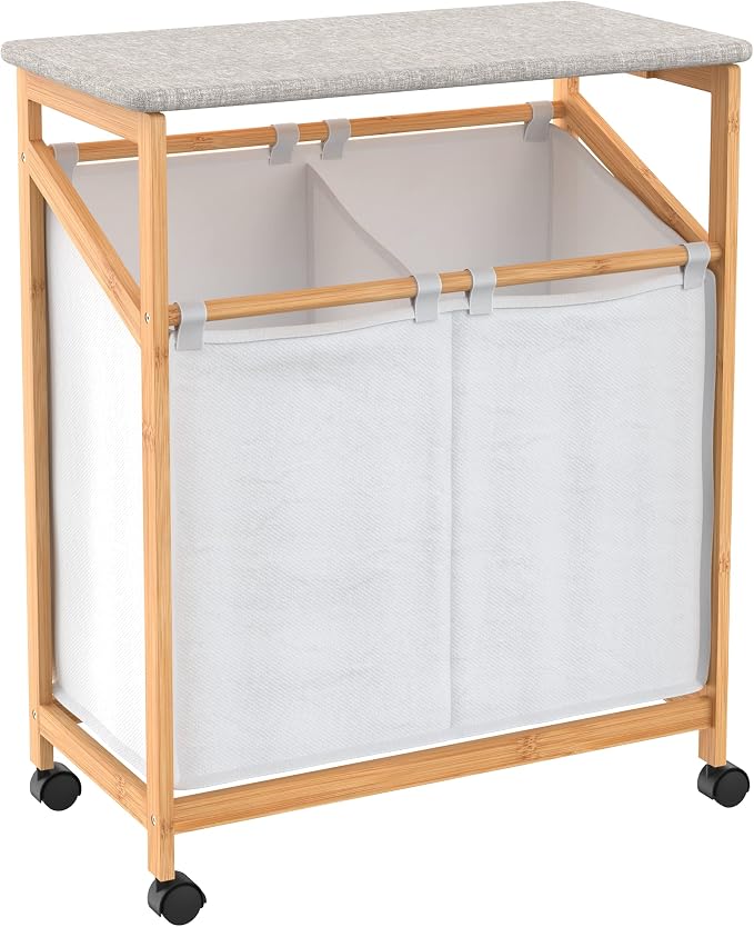 ClosetMaid Bamboo Laundry Hamper Cart - Image 2