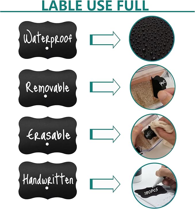 180pcs Chalkboard Labels，Erasable Reusable Blackboard Stickers - Image 5
