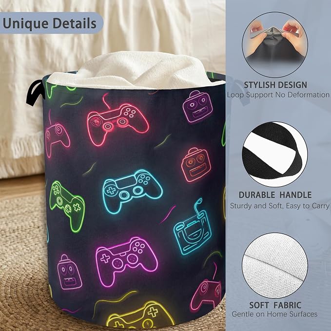 Gamepad Laundry Basket, Foldable Oxford Cloth Tote Bag Laundry Hamper Clothes - Image 3