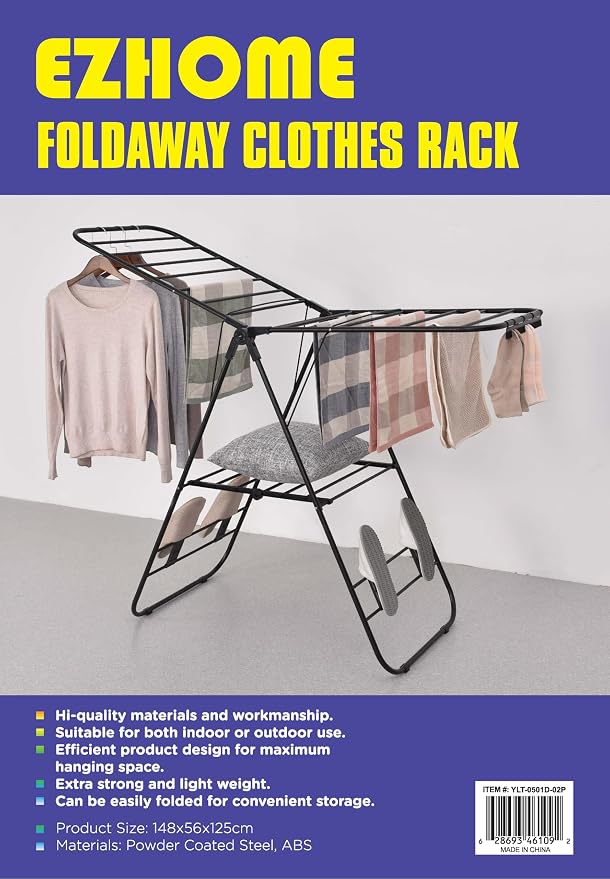 EZHOME Large Foldaway Laundry Rack, Heavy Duty, Collapsible, Space-Saving - Image 9