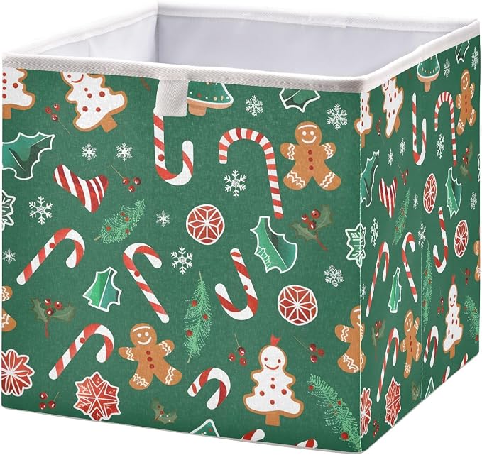 senya Large Storage Bins Green Candy Canes Christmas Collapsible Foldable by senya