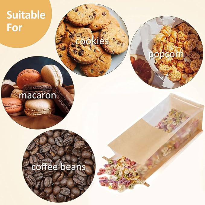 100pcs Kraft Paper Bags with Window - Image 5