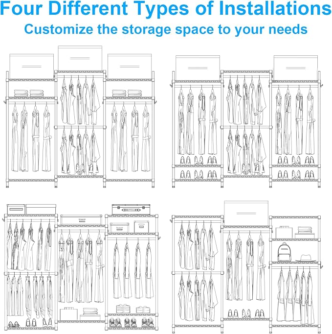 Ulif E13C Heavy Duty Closet Organizer System，Freestanding Clothing Racks - Image 7