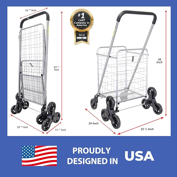 dbest Products Stair Climber Cruiser Cart Shopping Grocery Rolling Folding - Image 4