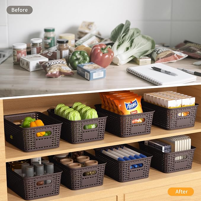 Brown Plastic Storage Baskets - Image 4