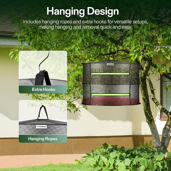 VIVOSUN 2-Layer Mesh Drying Rack Hanging Design - Image 3