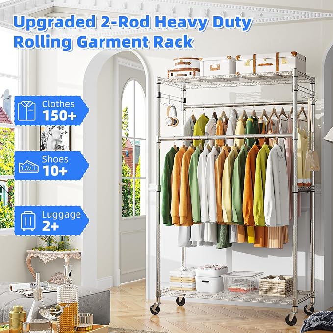 Simple Trending Rolling Clothes Rack, Clothing Rack, Garment Racks - Image 2