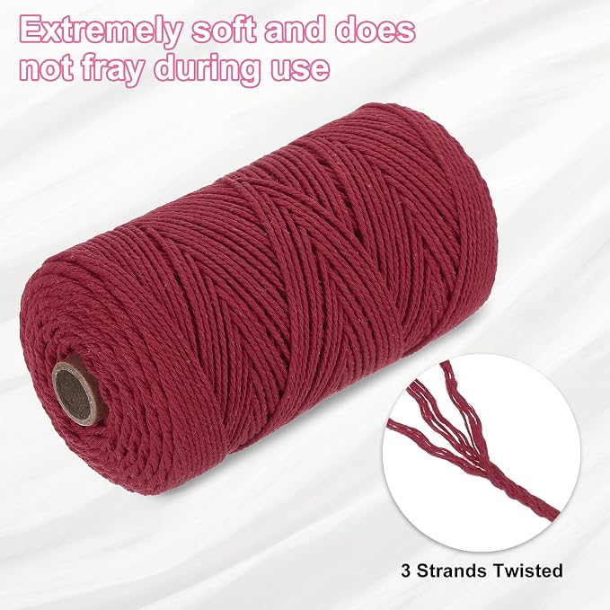 HARFINGTON Natural Macrame Cord 2mm x 220 Yards 3 Strand Twisted Cotton Macrame - Image 3