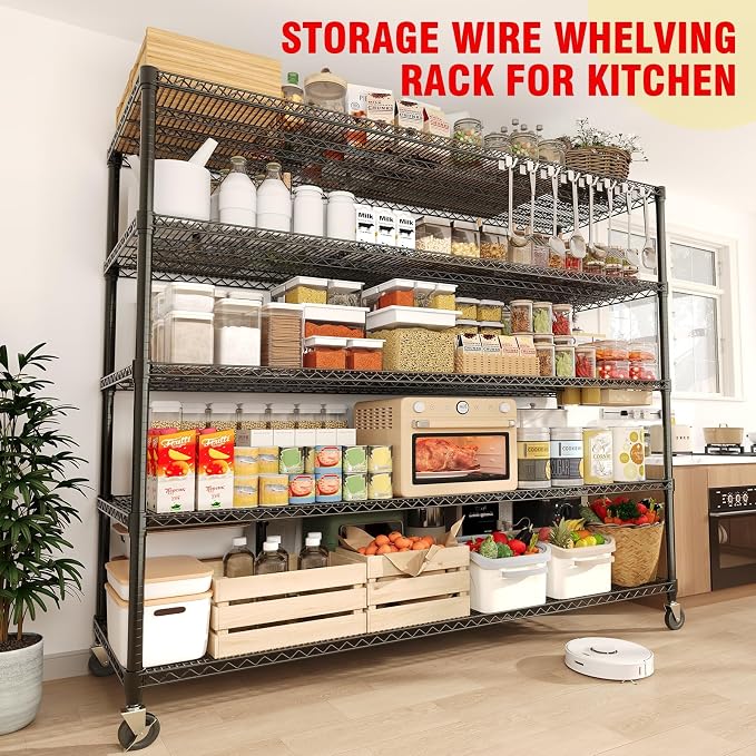 5-Tier Heavy Duty Metal Shelving Unit, Adjustable Height & Feet, Sturdy - Image 7