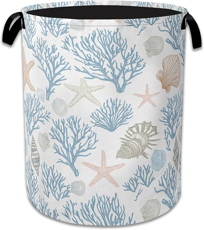 Starfish Coral Shells Laundry Hamper by Unknown