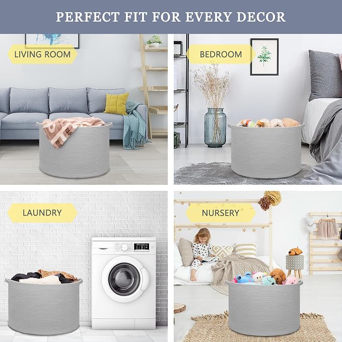 Extra Large Blanket Basket 87L, Laundry Hamper, Baby Nursery Hamper - Image 3