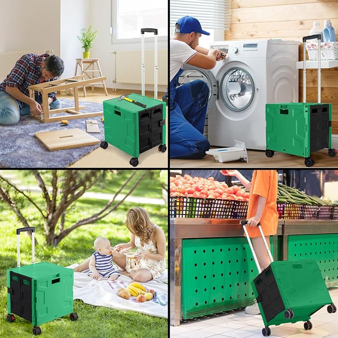 Foldable Shopping Utility Cart Portable Rolling Crate Handcart - Image 3