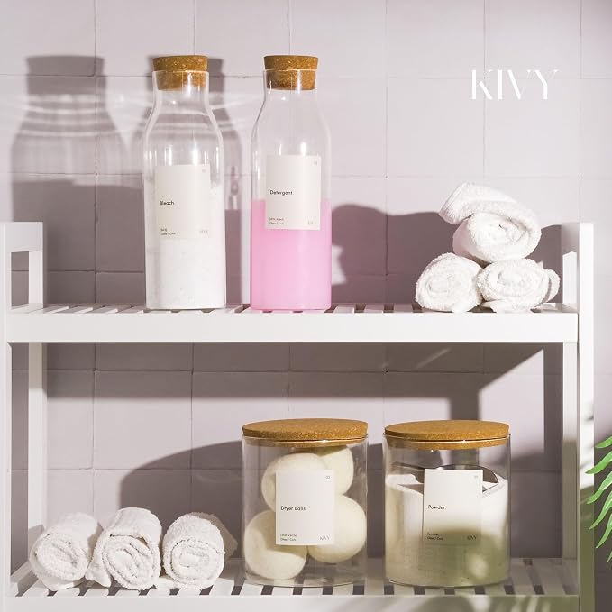 KIVY Glass Laundry Detergent Dispenser + Labels Glass Jars - Image 6