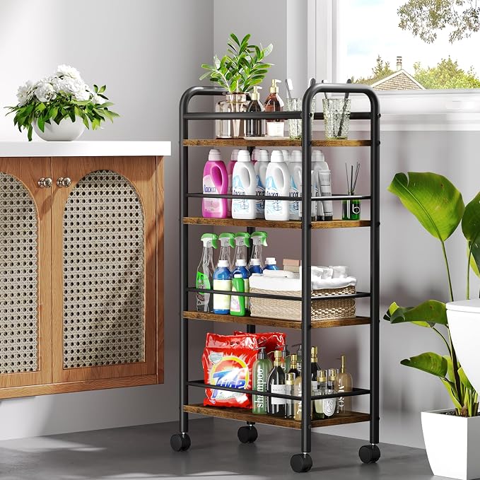Slim Storage Cart, 4-Tier Small Rolling Cart - Image 4