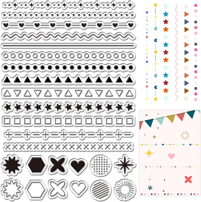 CRASPIRE Clear Silicone Stamp Round Dot Heart Star Triangle Star Burst Symbols by CRASPIRE