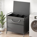 180L Large Laundry Hamper, 3 Compartment Laundry Basket by YKDIRECT