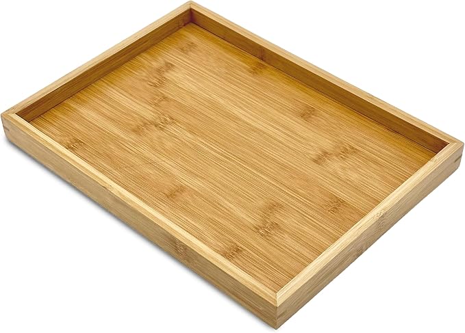 Bam & Boo Natural Bamboo Serving Tray Modern Rectangular by BamBoo