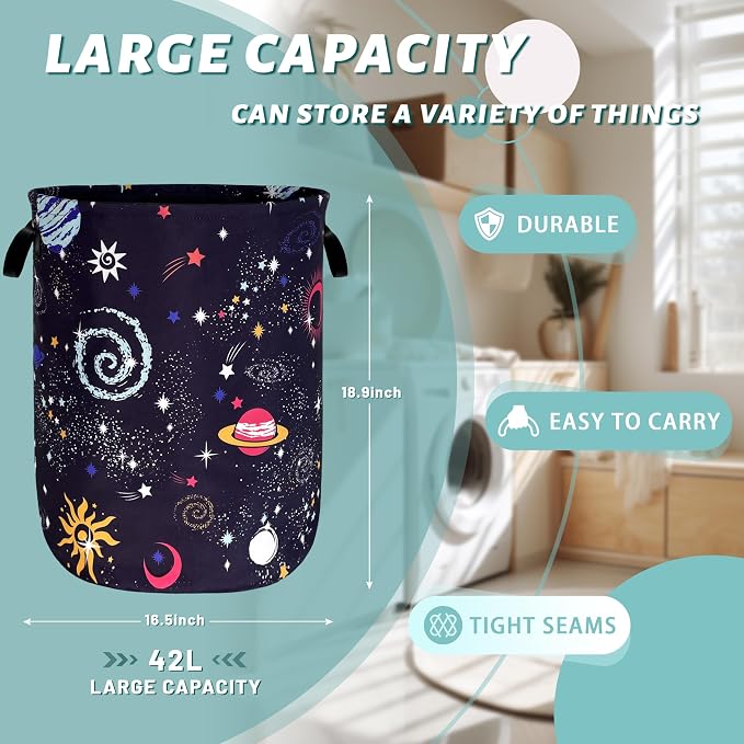 Colorful Galaxy Planet Laundry Basket Foldable Oxford Cloth Starry Sky Laundry - Image 2