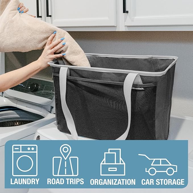 CleverMade Collapsible Tote Basket MAX – Extra Large Foldable Carry-All Storage - Image 3