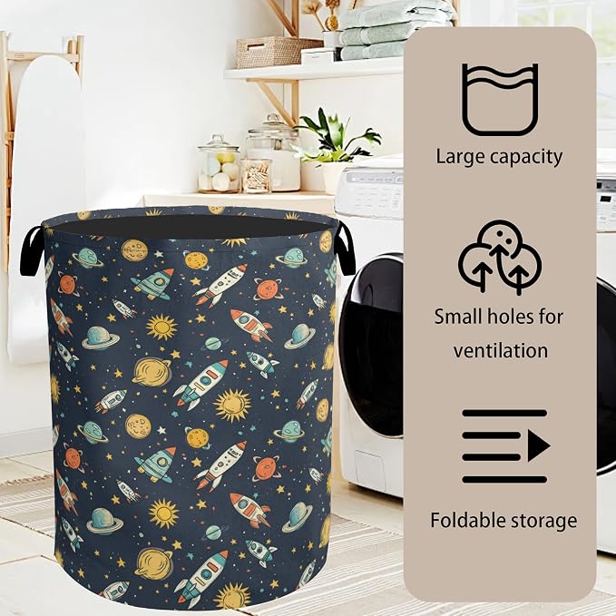 Cartoon Planet Space Foldable Canvas Laundry Basket - Image 7