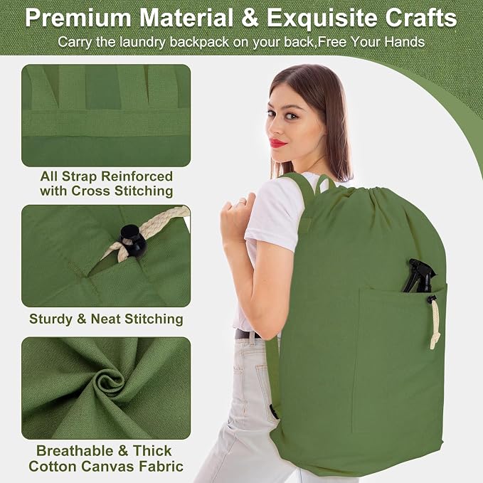 Laundry Bag Backpack, Canvas Laundry Bag - Image 3