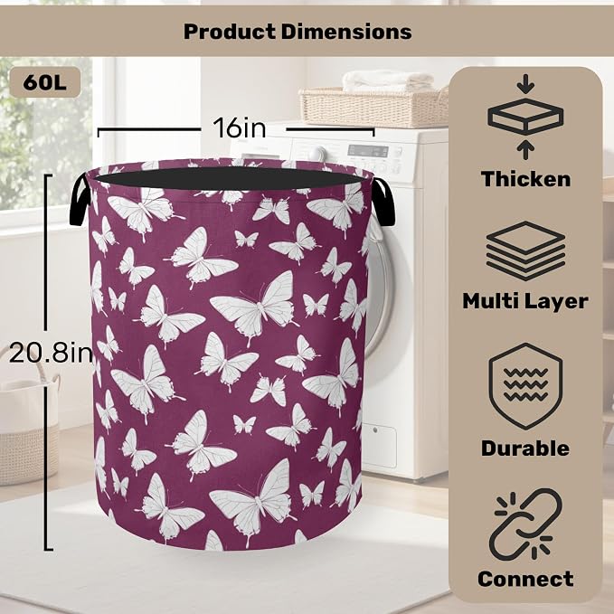 Purple Butterfly Silhouette Laundry Basket - Image 2