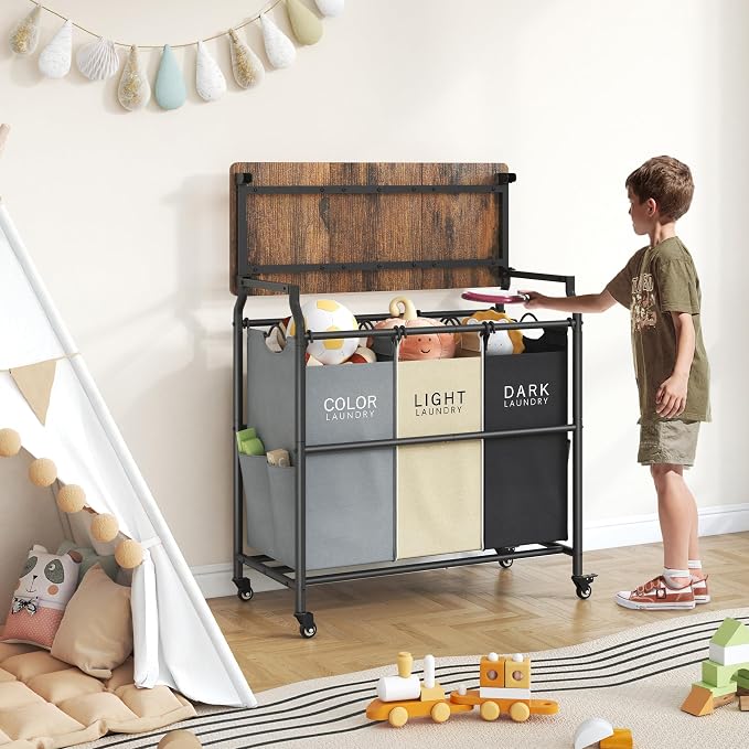 Hoctieon 3 Section Laundry Sorter Cart - Image 8