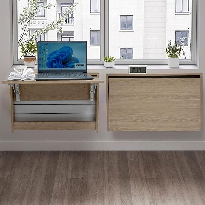 Wall Mounted Folding Table, Floating Wall Desk Fold Down - Image 2