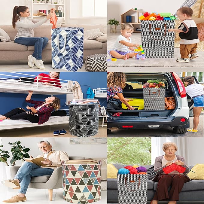 Waterproof Laundry Hamper Collapsible Laundry Basket Leather Handle Laundry Bag - Image 7